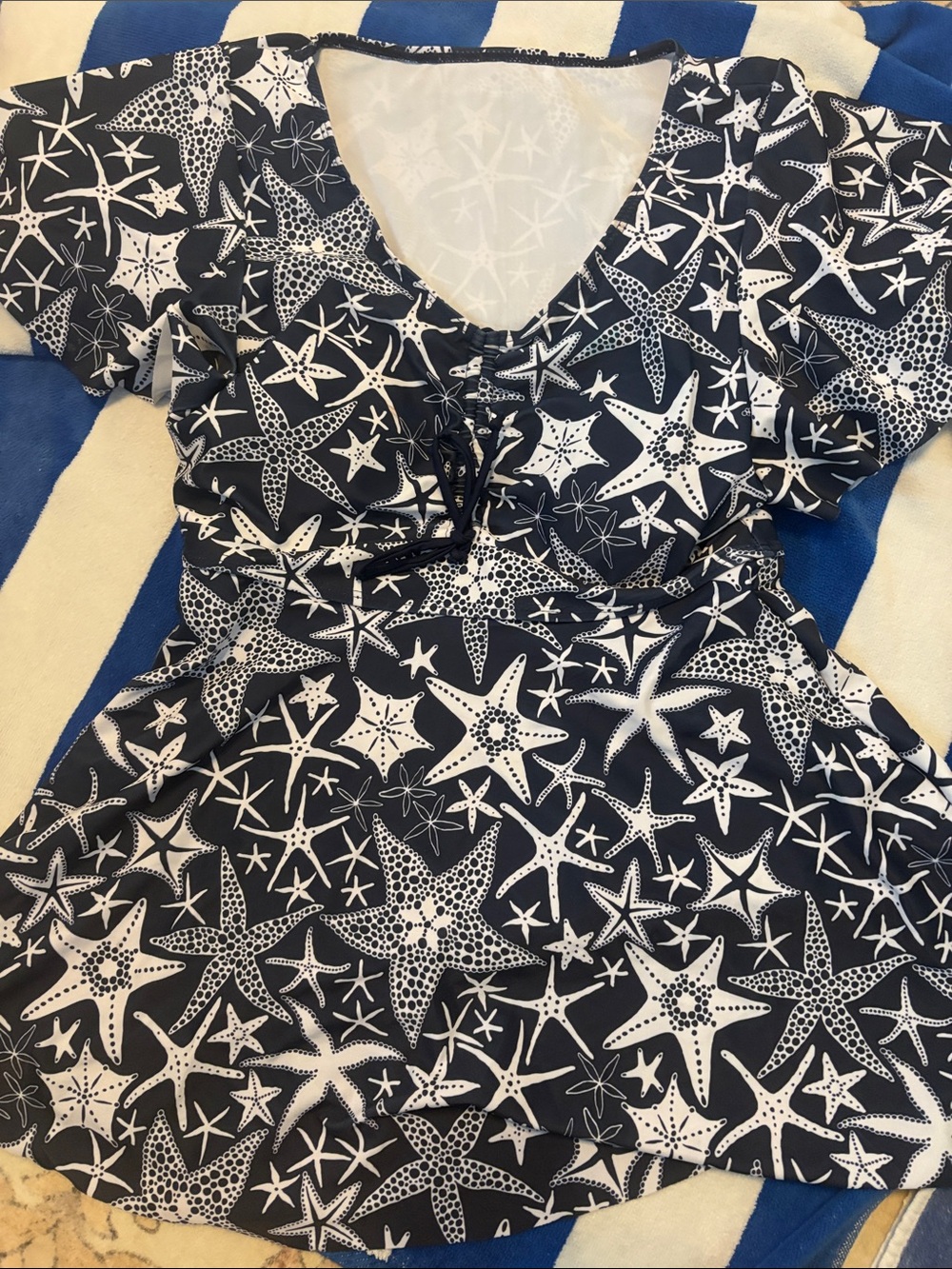 Women’s Navy and White Starfish Swim Top